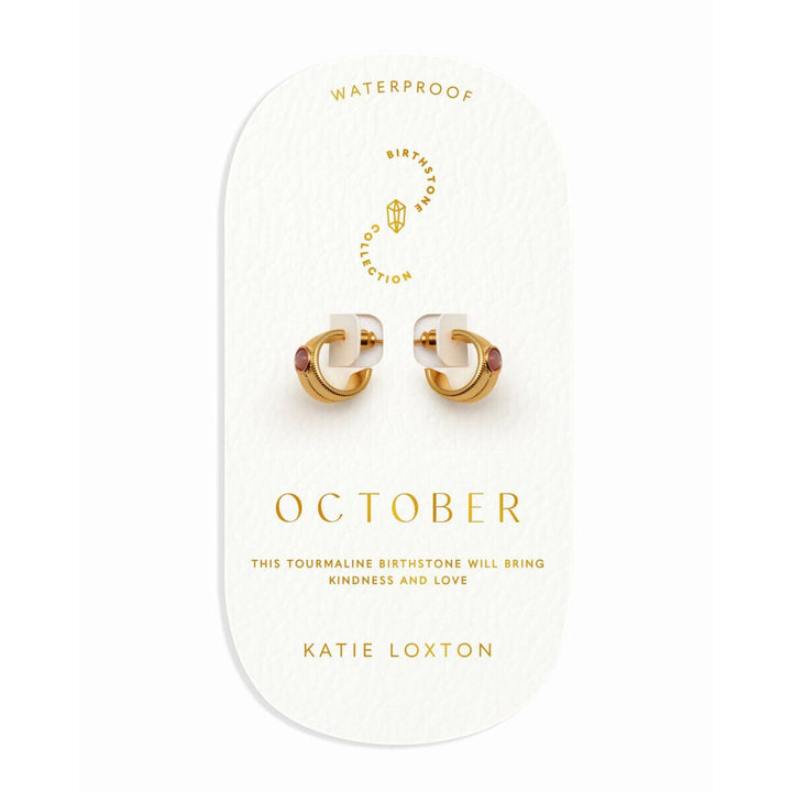 Katie Loxton October Waterproof Gold Birthstone Hoop Earrings