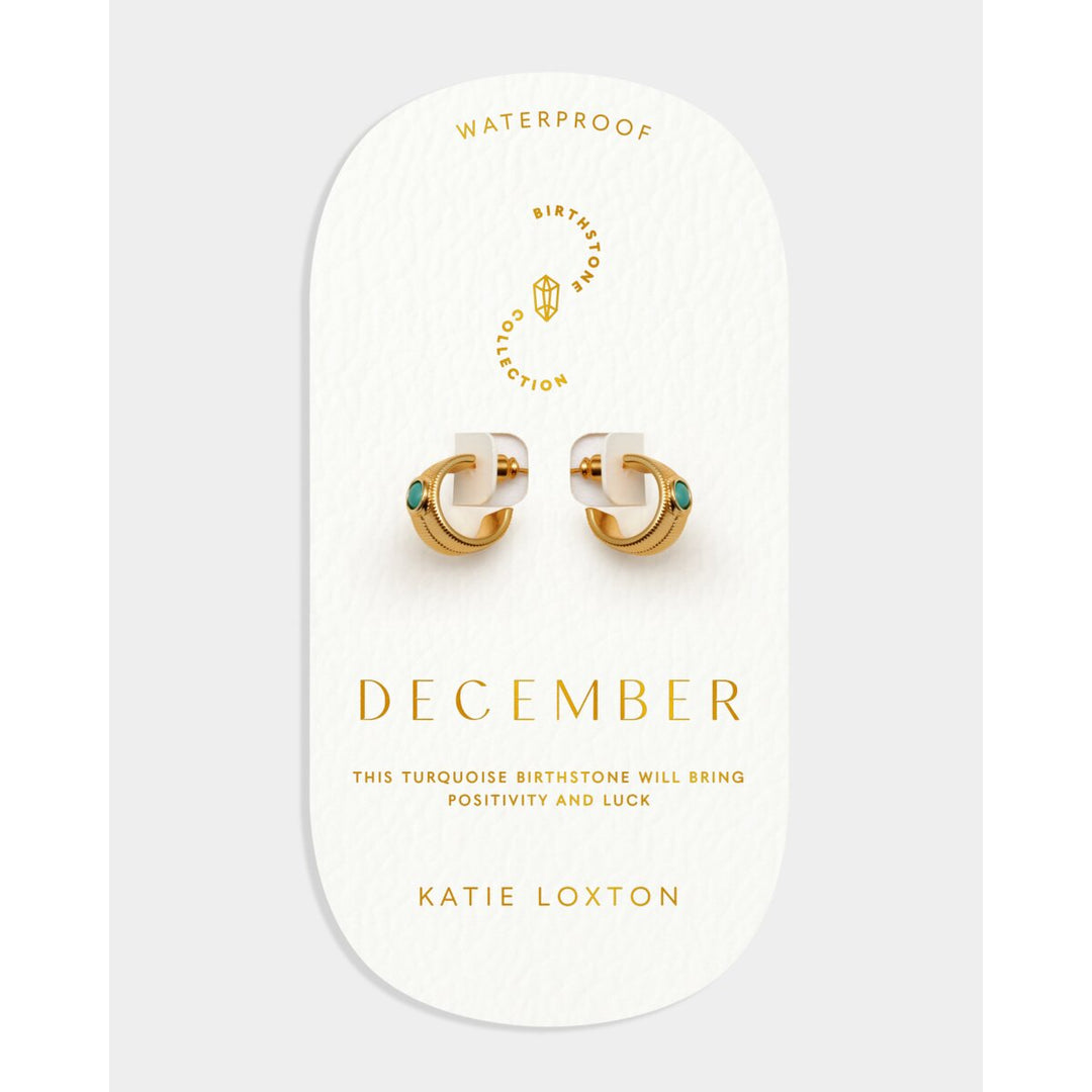 Katie Loxton December Waterproof Gold Birthstone Hoop Earrings. Item code KL6431.