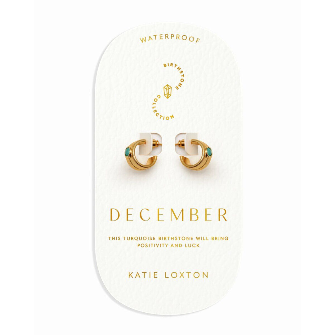 Katie Loxton December Waterproof Gold Birthstone Hoop Earrings. Item code KL6431.