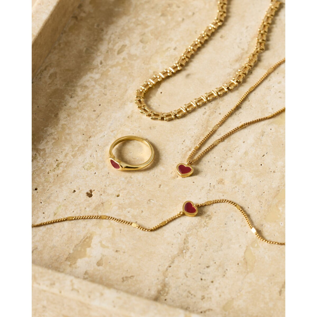 Katie Loxton Rouge Waterproof Gold Heart Necklace. Item code KLJ6432.