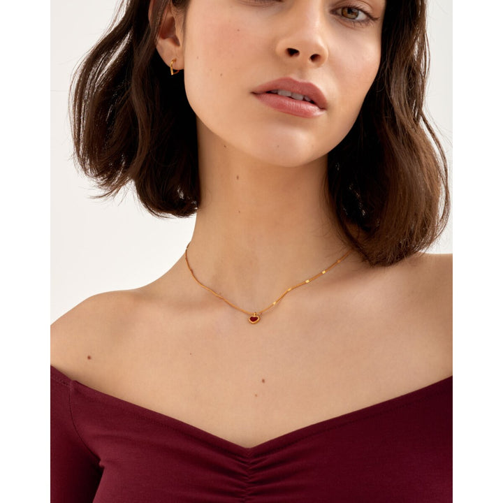 Katie Loxton Rouge Waterproof Gold Heart Necklace. Item code KLJ6432.