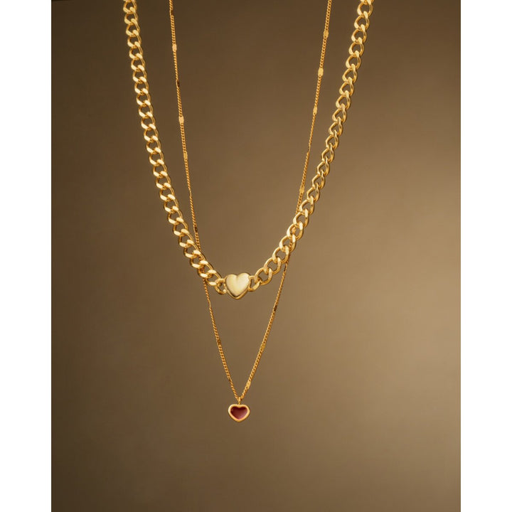 Katie Loxton Rouge Waterproof Gold Heart Necklace. Item code KLJ6432.