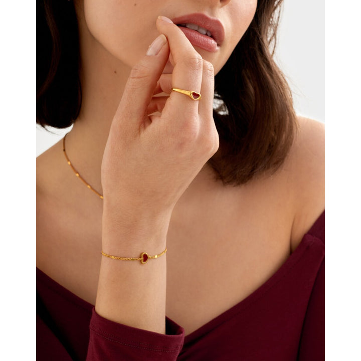 Katie Loxton Rouge Waterproof Gold Heart Bracelet. Item code KLJ6436.
