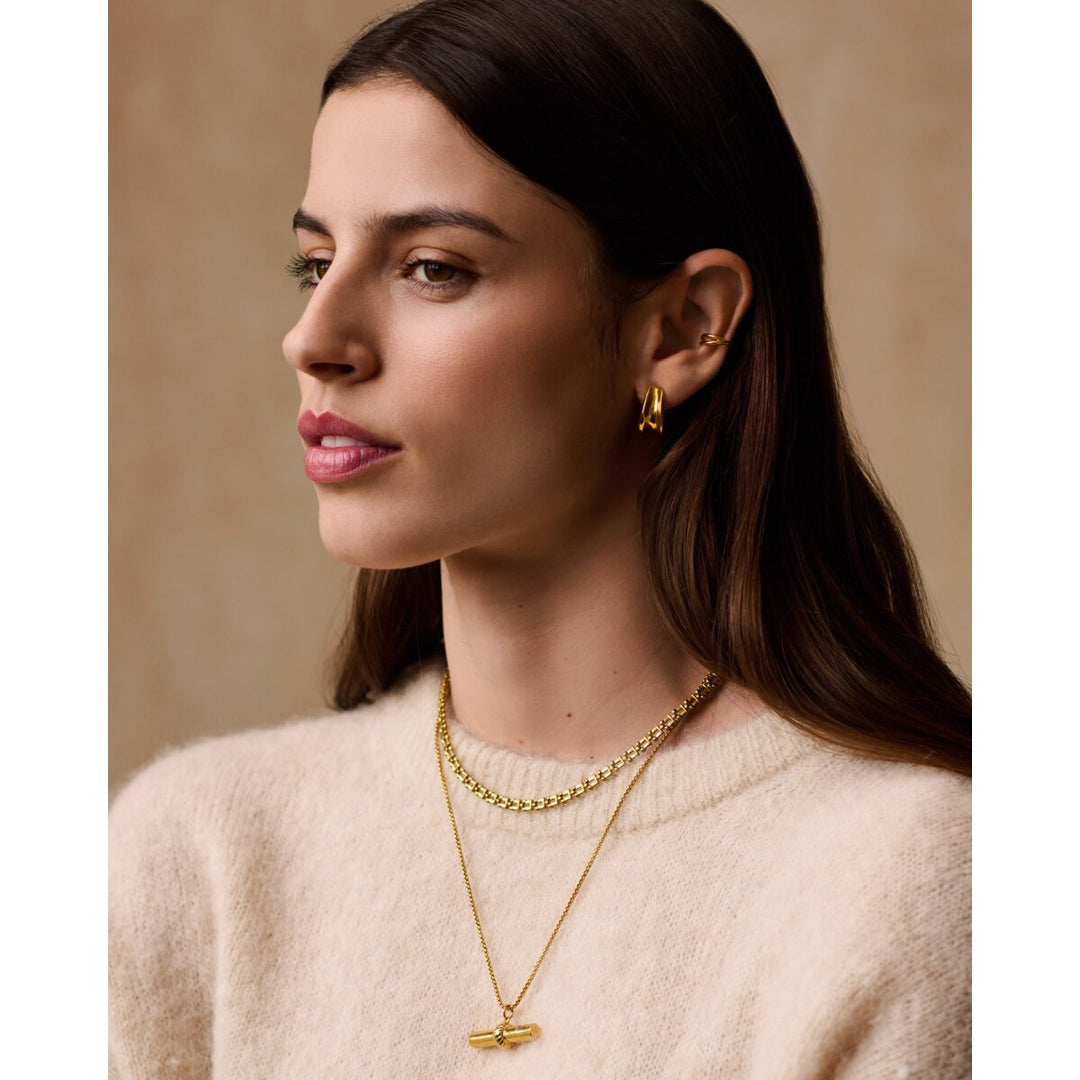 Katie Loxton Molten Luxe Waterproof Gold Hoop Earrings. Item code KLJ6441.