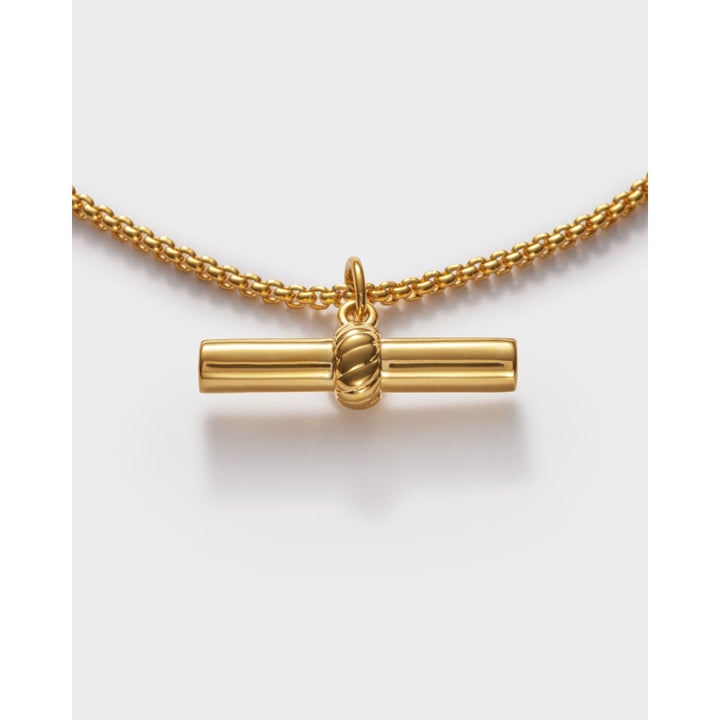 Katie Loxton Themis Waterproof Gold T-Bar Bracelet. Item code KLJ6457.