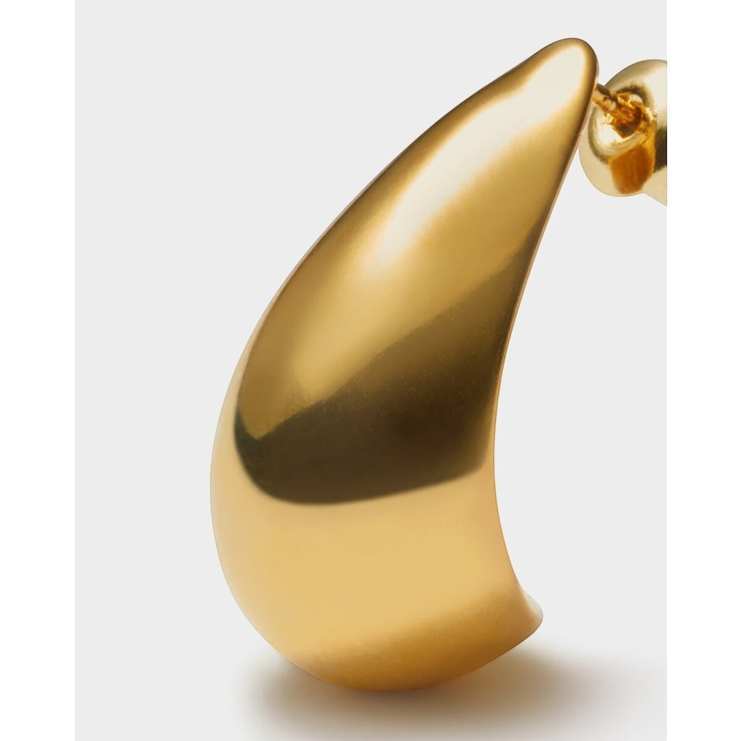 Niche Jewellery: Katie Loxton Aura waterproof gold teardrop hoop earrings with 18K gold PVD coating.