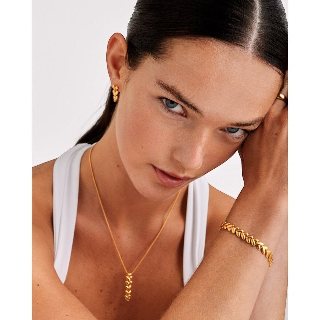 Niche Jewellery Katie Loxton Heart Link Waterproof Gold Earrings with 18K Gold PVD coating.
