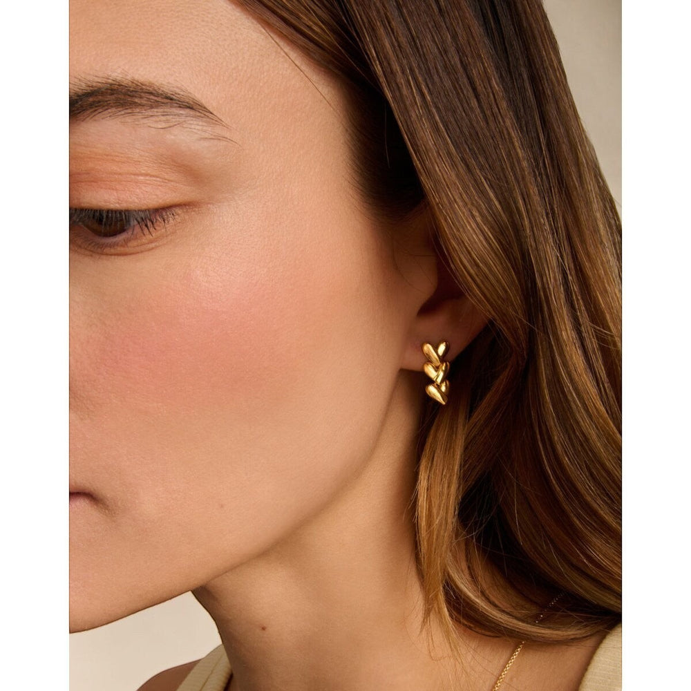 Niche Jewellery Katie Loxton Heart Link Waterproof Gold Earrings with 18K Gold PVD coating.