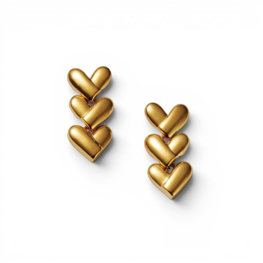 Niche Jewellery Katie Loxton Heart Link Waterproof Gold Earrings with 18K Gold PVD coating.