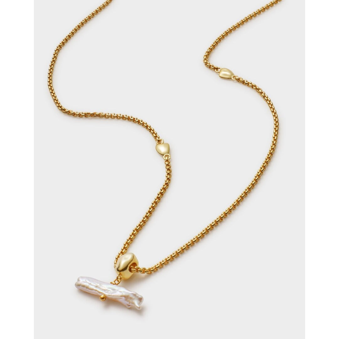 Katie Loxton Sol Pearl Bar Waterproof Gold Necklace