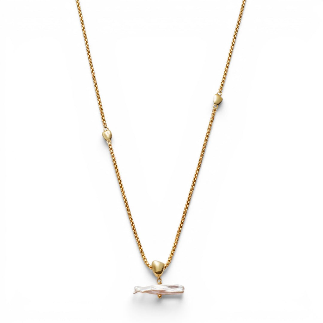 Katie Loxton Sol Pearl Bar Waterproof Gold Necklace