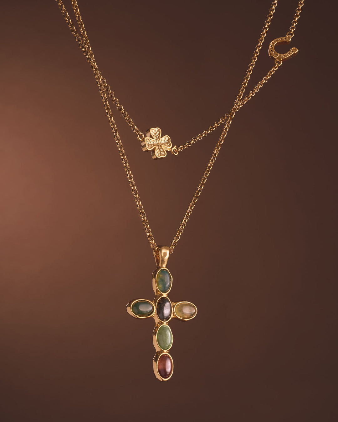 Niche Jewellery Katie Loxton Stone Cross Waterproof Gold Necklace detail