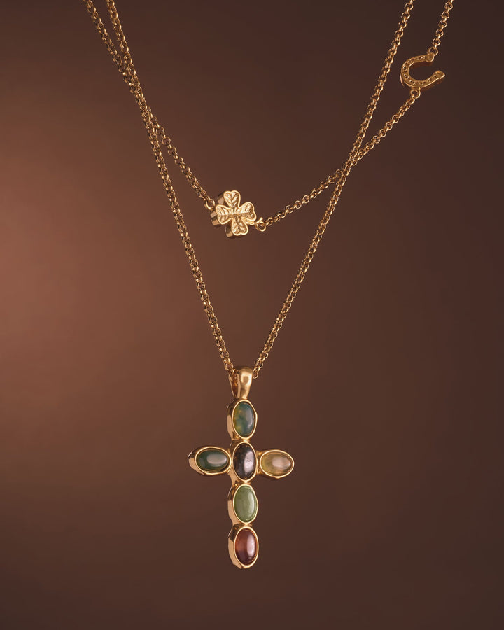 Niche Jewellery Katie Loxton Stone Cross Waterproof Gold Necklace detail
