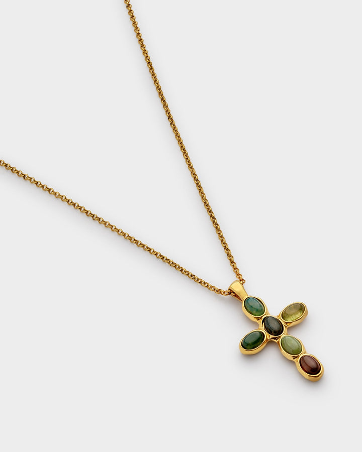 Niche Jewellery Katie Loxton Stone Cross Waterproof Gold Necklace detail