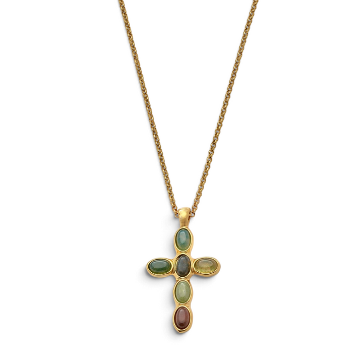 Niche Jewellery Katie Loxton Stone Cross Waterproof Gold Necklace