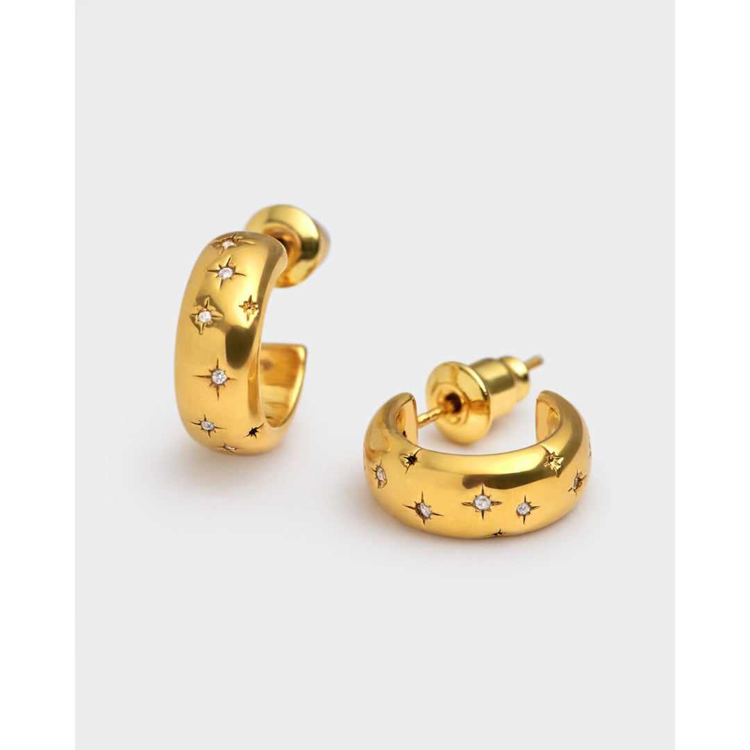 Katie Loxton Starry Waterproof Gold Hoop Earrings