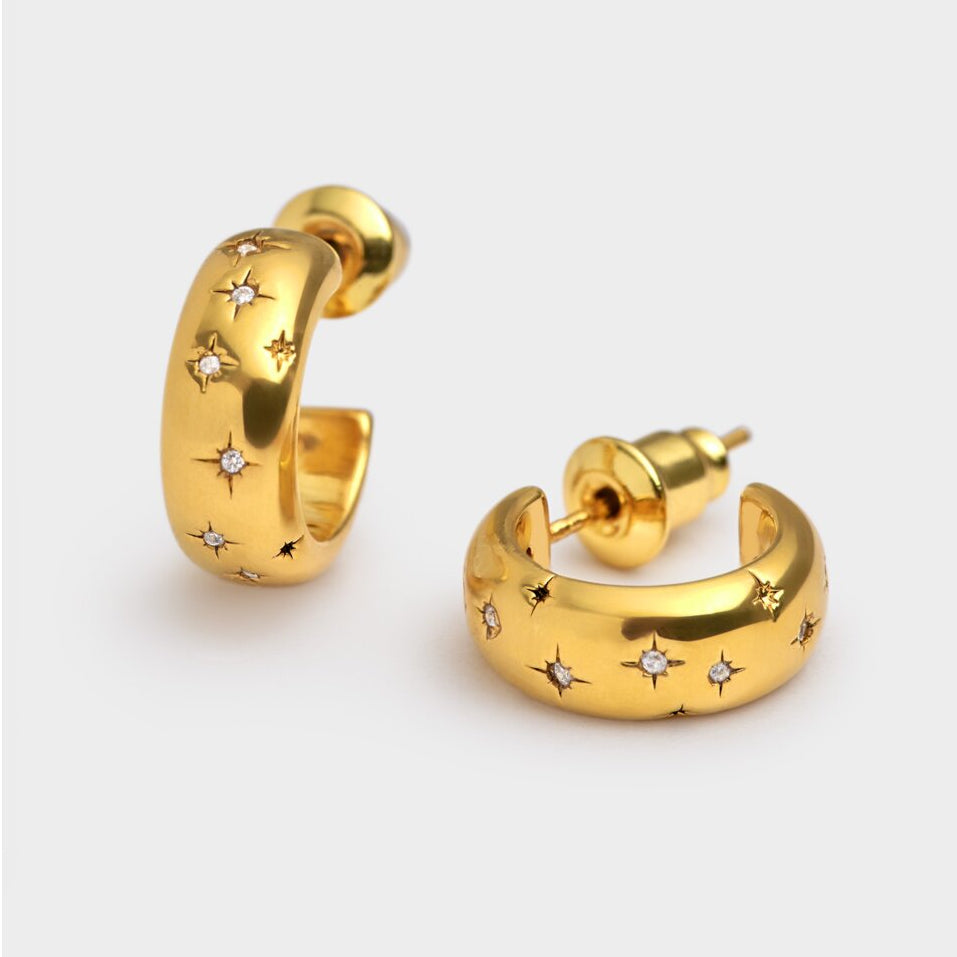 Katie Loxton Starry Waterproof Gold Hoop Earrings