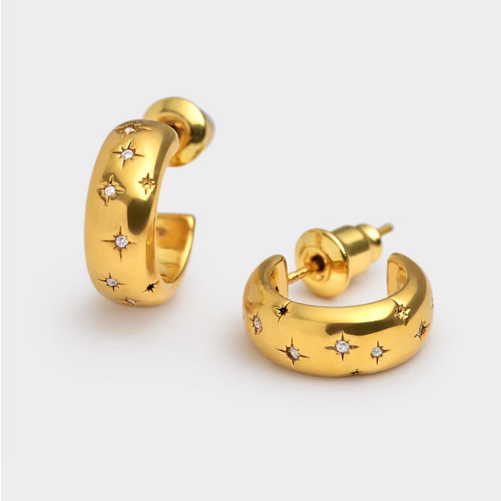 Katie Loxton Starry Waterproof Gold Hoop Earrings