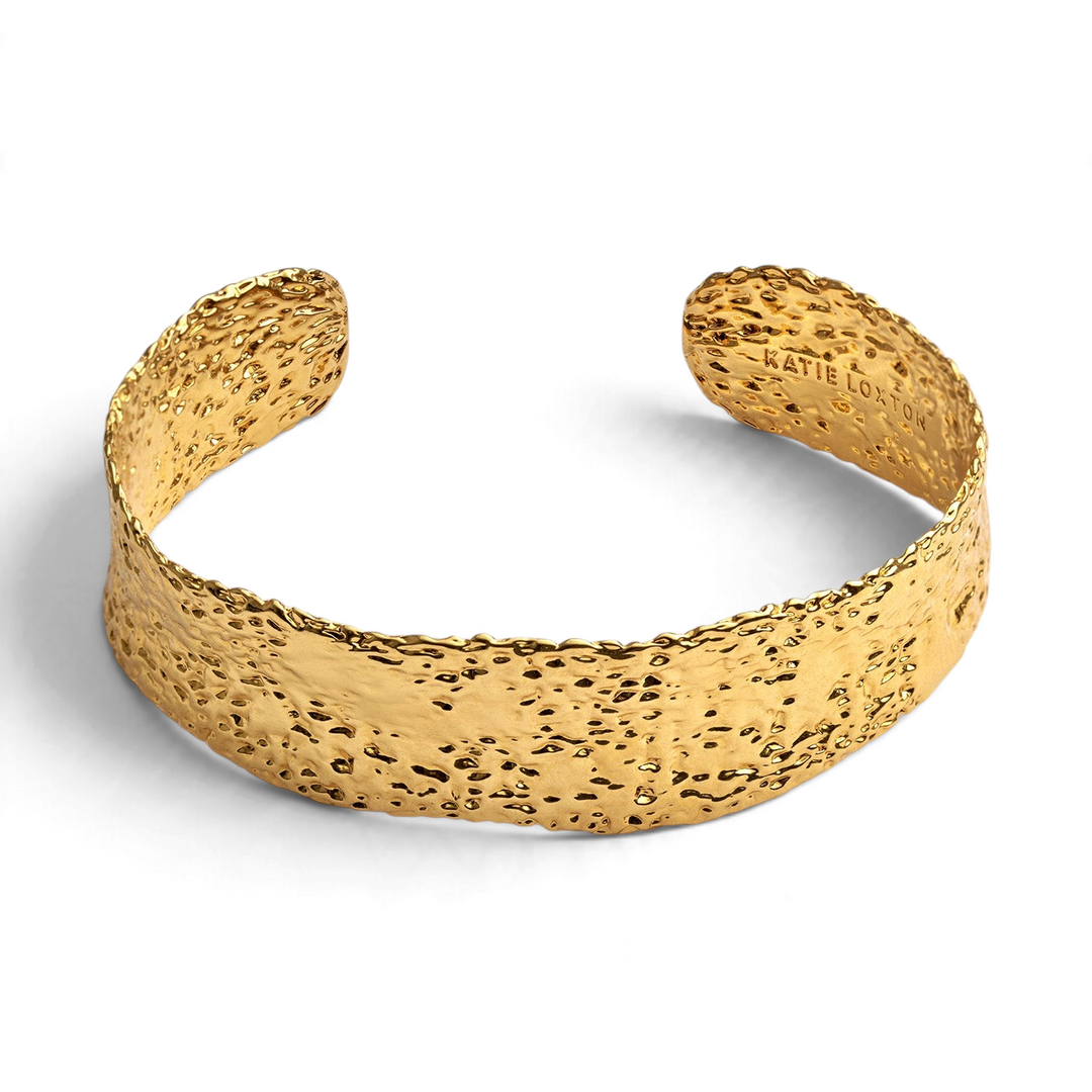 Niche Jewellery Katie Loxton Luxe Lock Textured Waterproof Gold Bangle