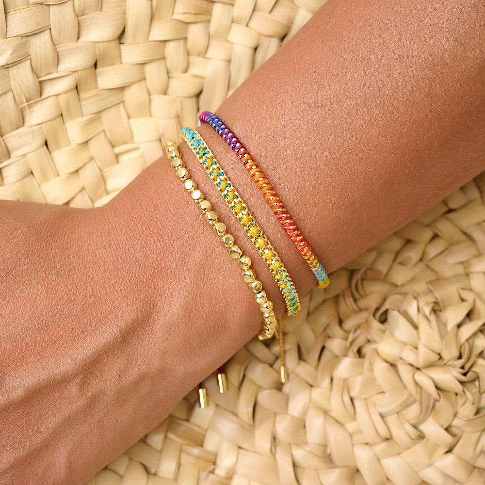 Boho Betty Lilia Rainbow Ombre Gold Woven Bracelet