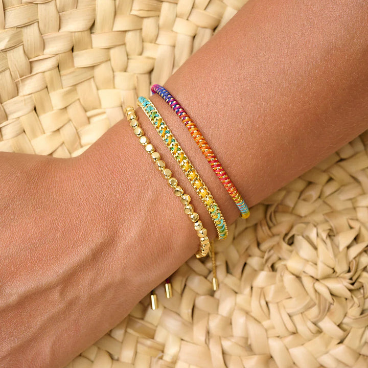Boho Betty Lilia Rainbow Ombre Gold Woven Bracelet