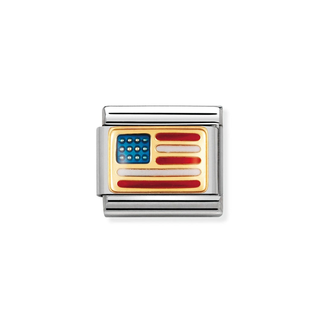 Nomination Flag Charm - Enamel and Gold United States