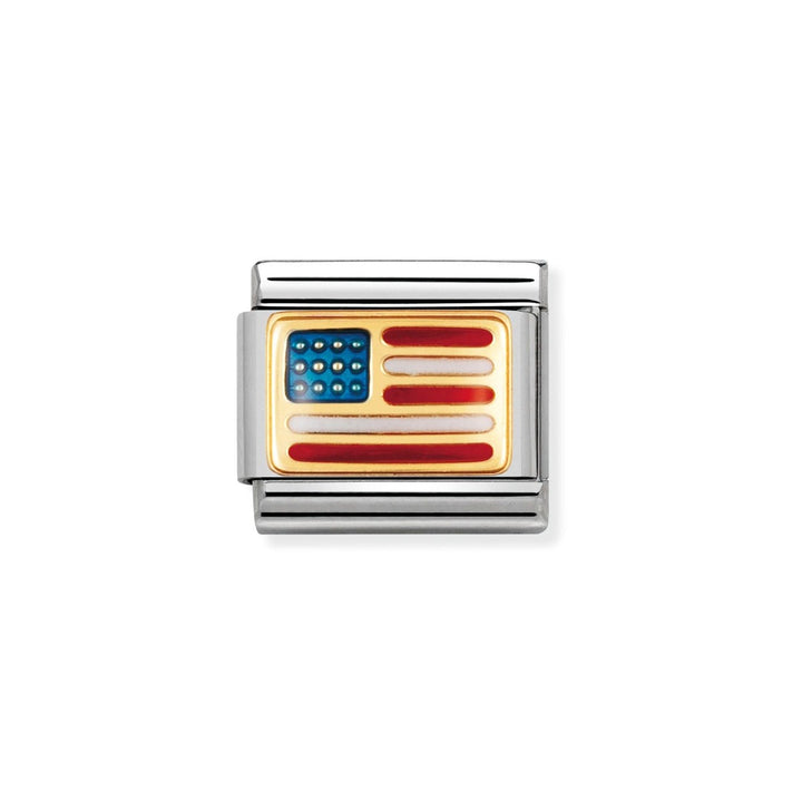Nomination Flag Charm - Enamel and Gold United States