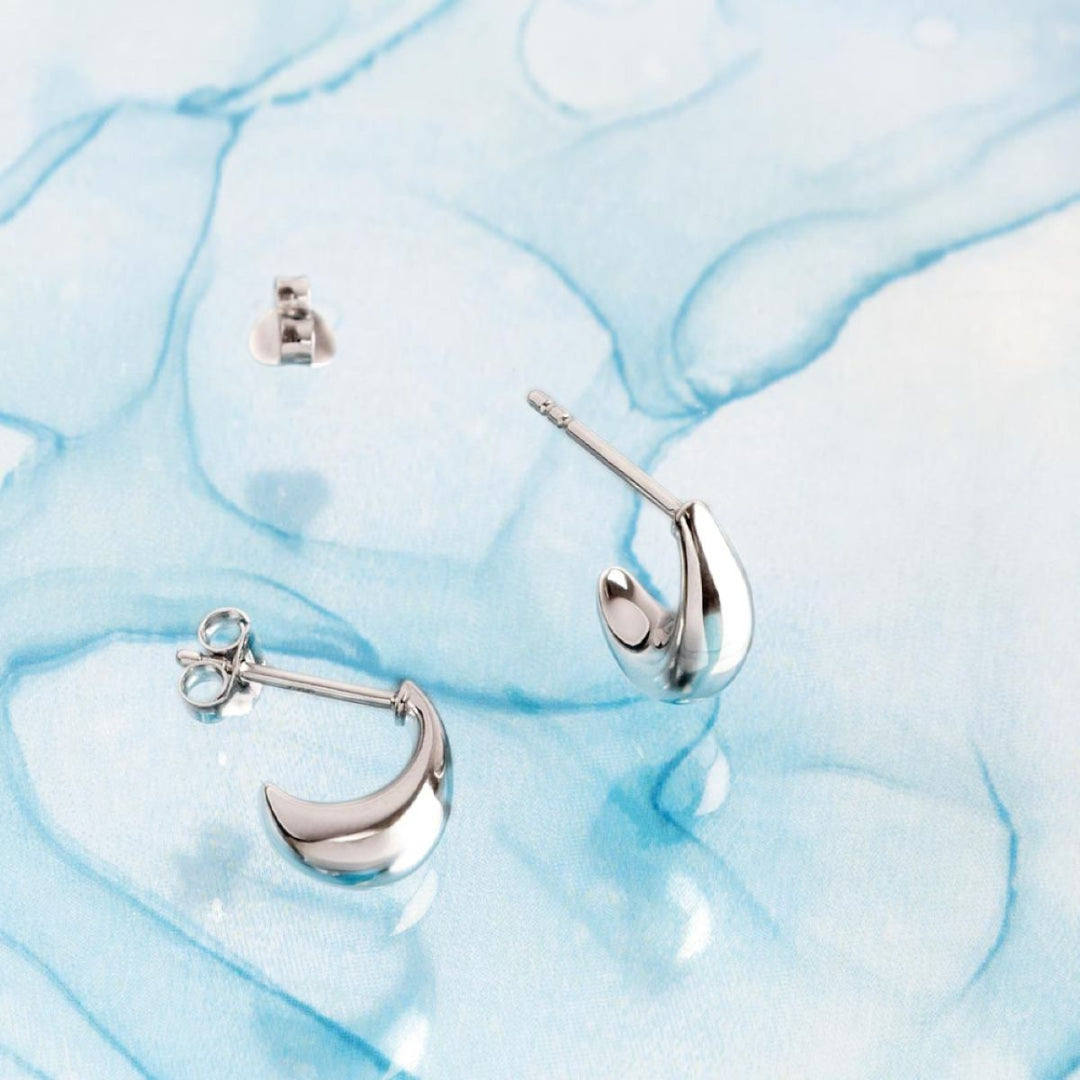 Kit Heath Coast Pebble Smooth Stud Hoop Earrings - 40152RP