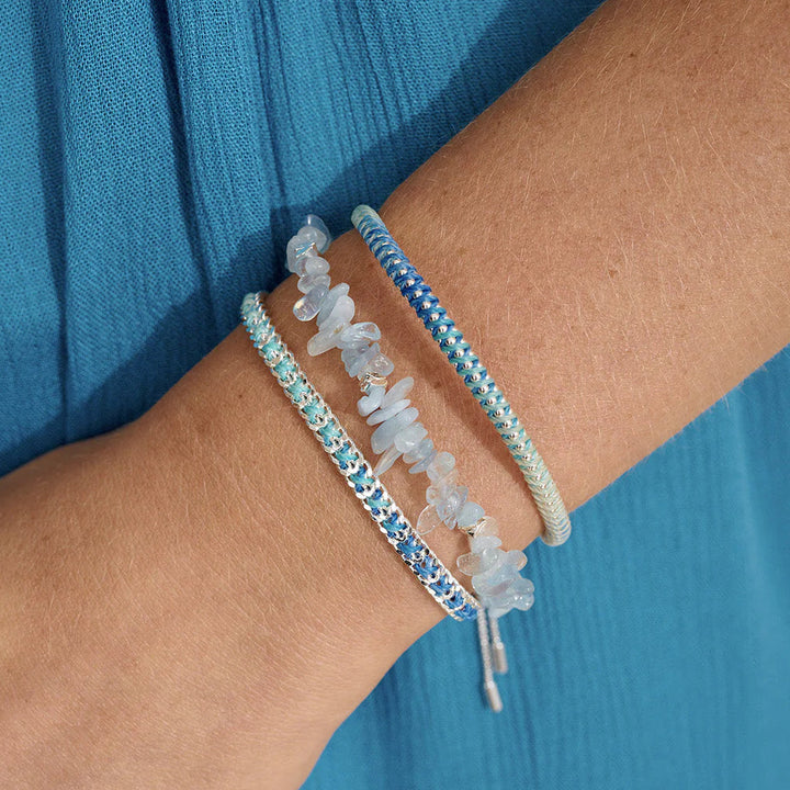 Boho Betty Lilia Blue Ombre Silver Woven Bracelet