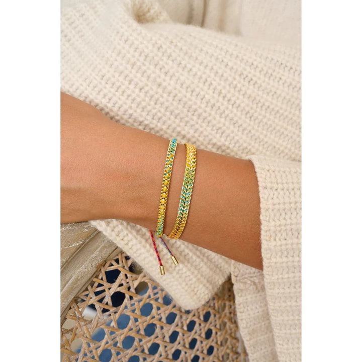 Boho Betty Lilia Rainbow Ombre Gold Woven Bracelet