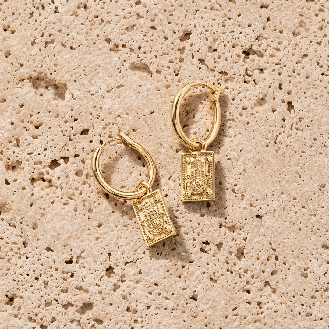 Formation Co Liora Hamsa Hand Hoop Earrings
