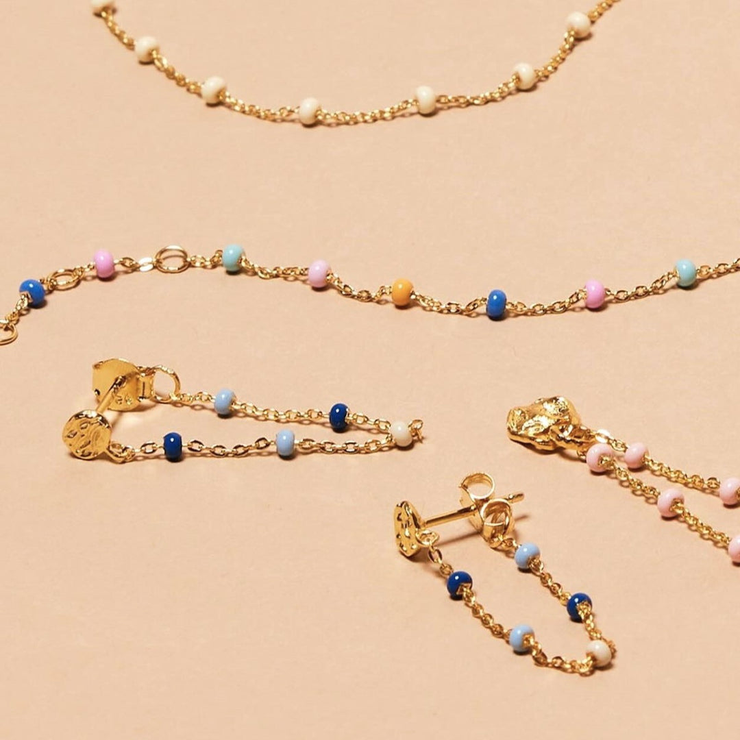 Enamel Copenhagen Lola Marine Gold Earrings. Item code E140GM_marine