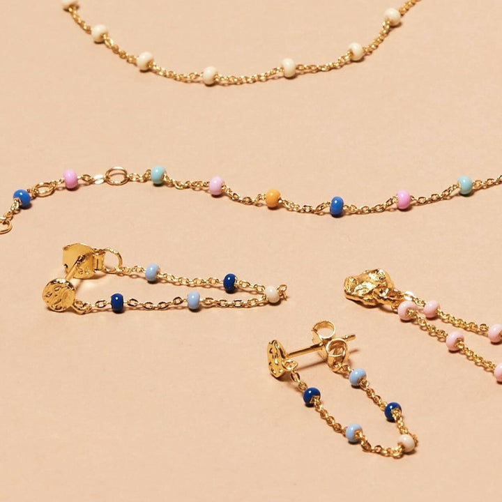 Enamel Copenhagen Lola Marine Gold Earrings. Item code E140GM_marine