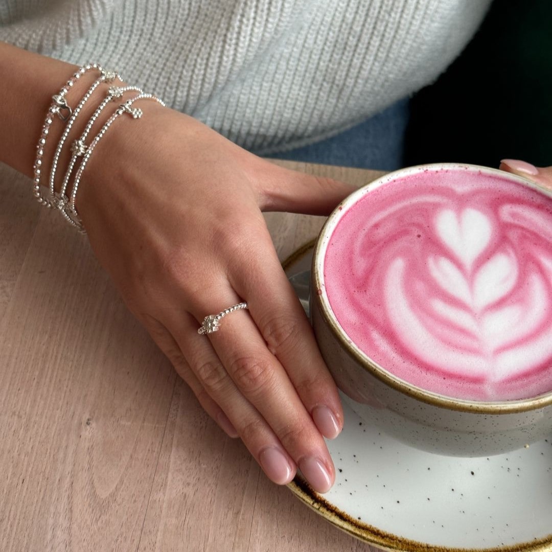 Annie Haak Love Stack Blush Silver Bracelet - Boxed Flower B2585-17