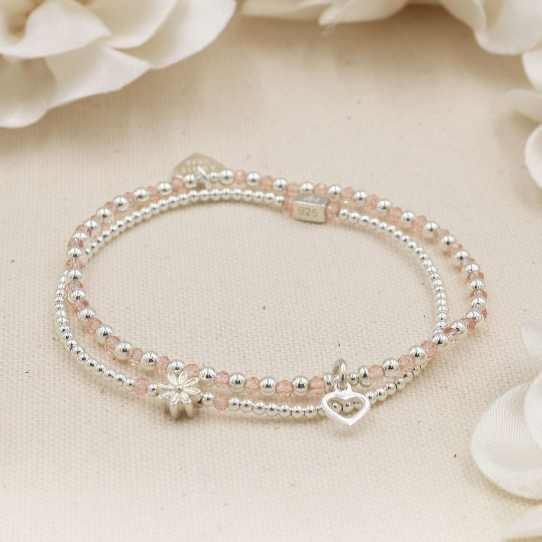 Annie Haak Love Stack Blush Silver Bracelet - Boxed Flower B2585-17