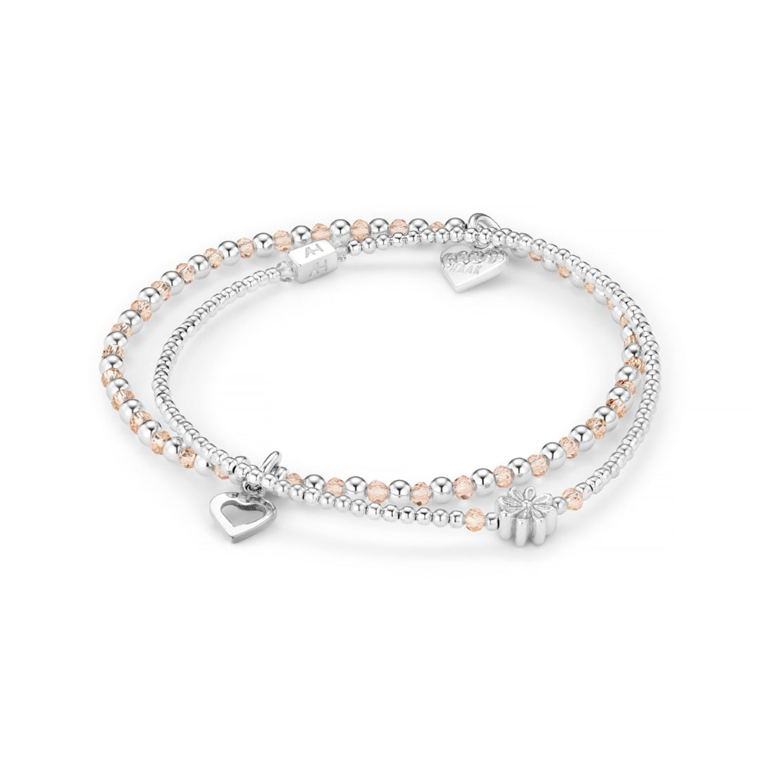 Annie Haak Love Stack Blush Silver Bracelet - Boxed Flower B2585-17