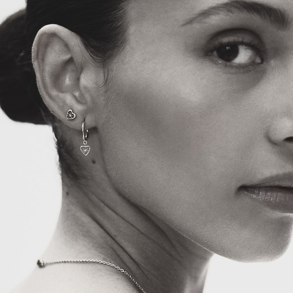 Rachel Jackson Love Story Heart Huggie Hoop Earrings Silver DSE13S