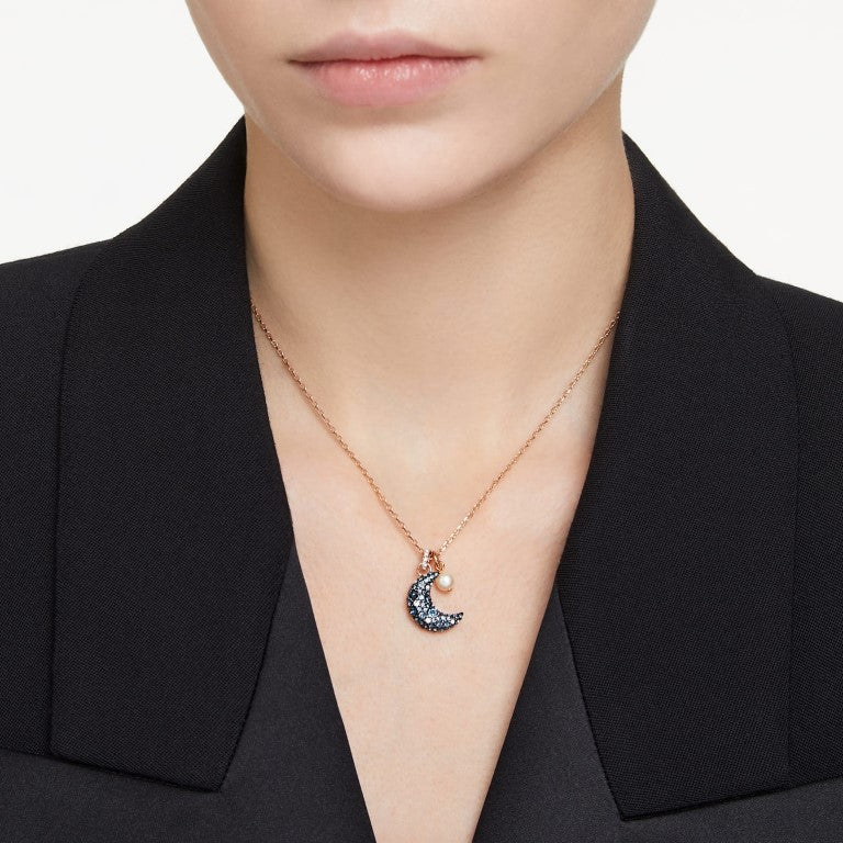 Swarovski Luna Moon Pendant - Multicoloured with Rose Gold Tone Plating 5671585