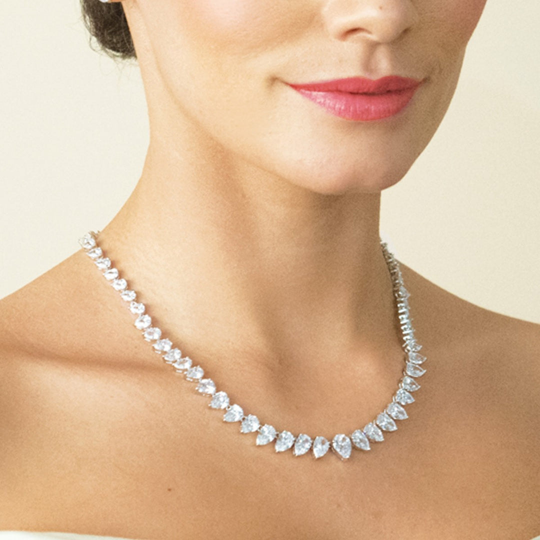 Ivory and Co Manhattan Crystal Pear Cut Necklac