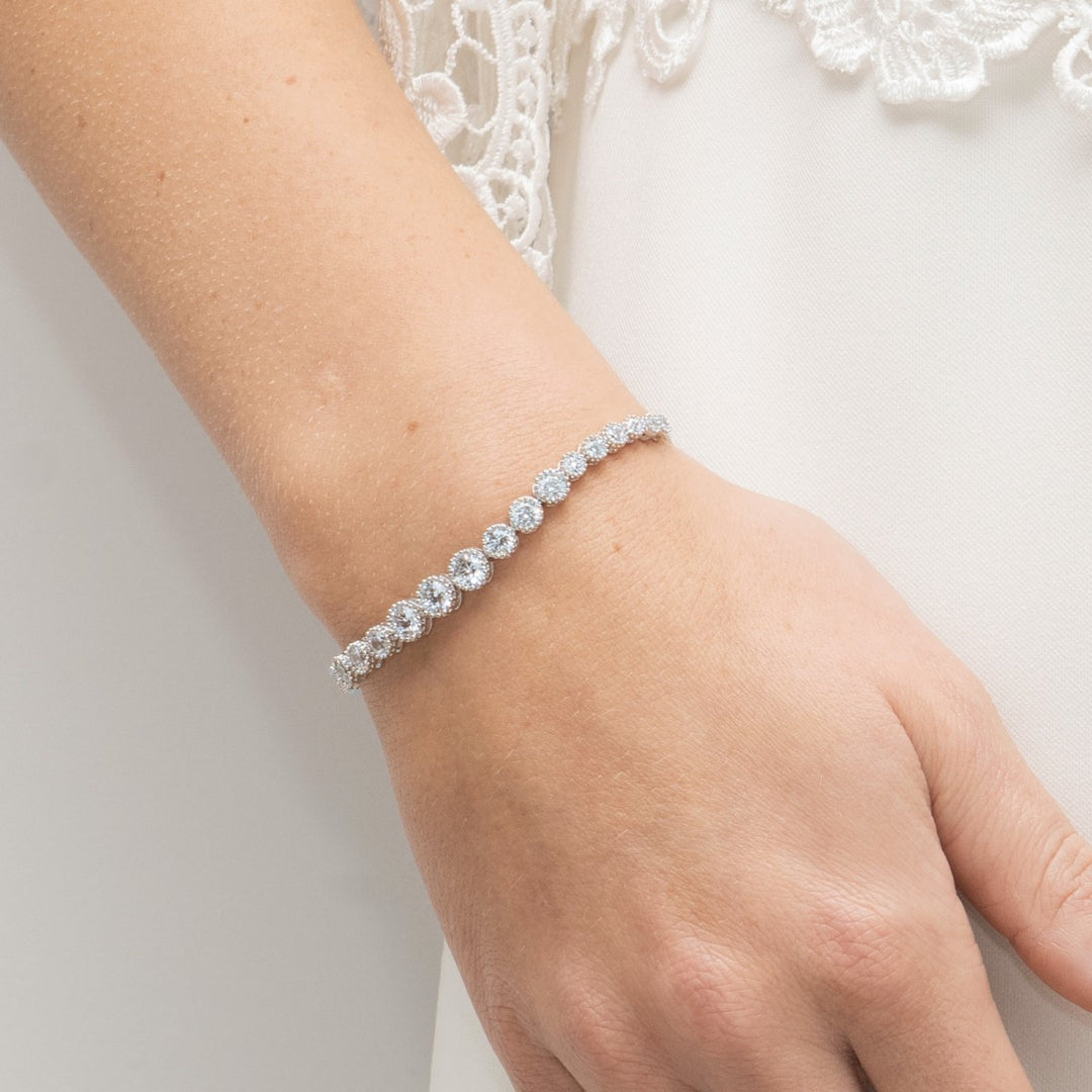 Ivory & Co Marseille Crystal Toggle Rhodium Bracelet