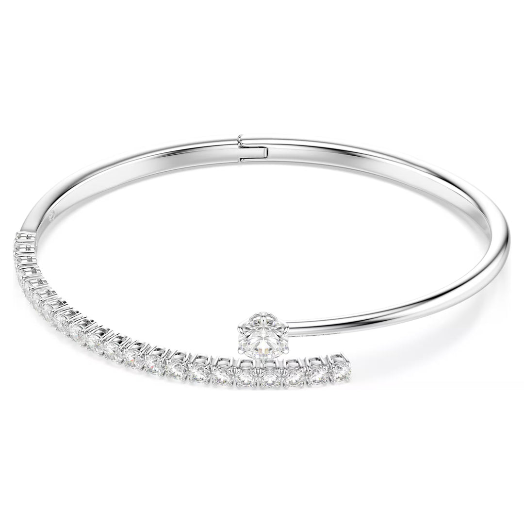Swarovski Matrix Bangle Round Cut - White with Rhodium Plating