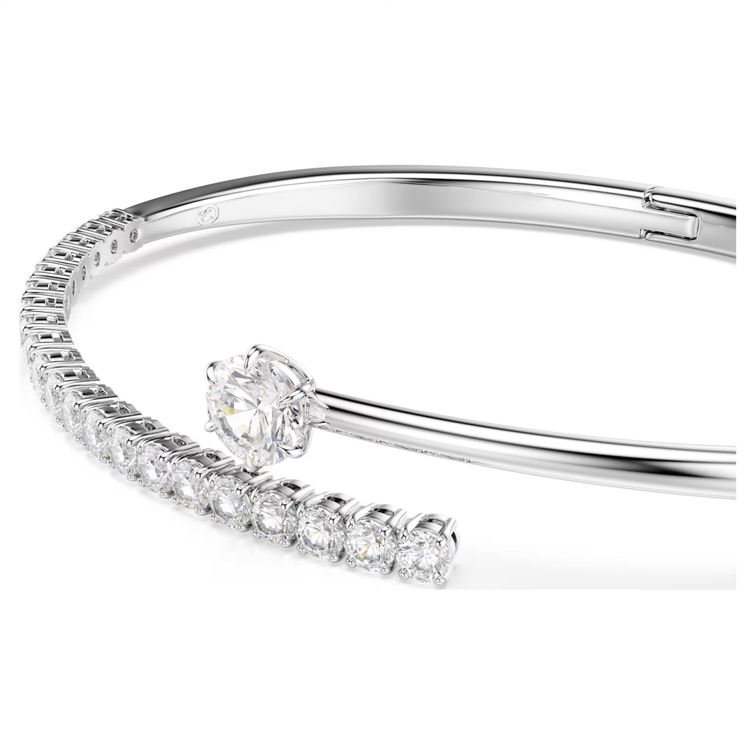 Swarovski Matrix Bangle Round Cut - White with Rhodium Plating