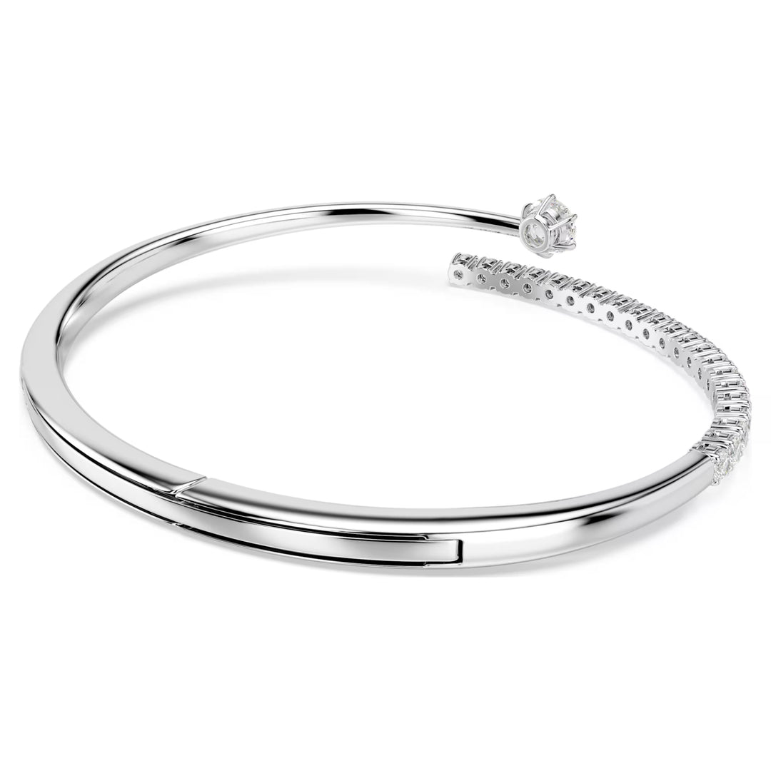 Swarovski Matrix Bangle Round Cut - White with Rhodium Plating