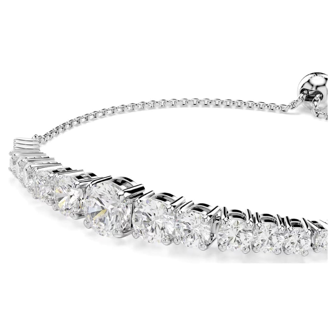 Swarovski Matrix Gradient Cut Slider Bracelet - White with Rhodium Plating - 5690677