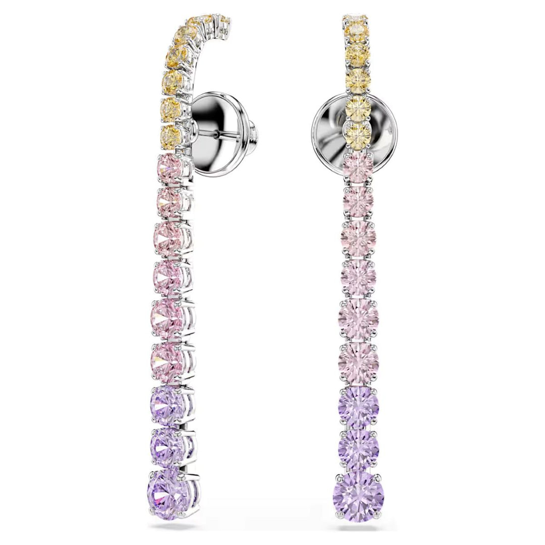 Swarovski Matrix Gradient Drop Earrings - Multicoloured with Rhodium Plating - 5751195