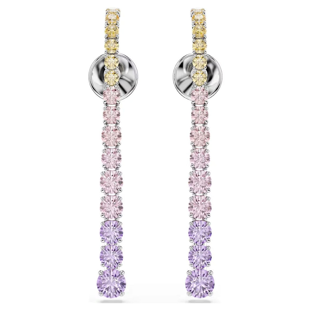 Swarovski Matrix Gradient Drop Earrings - Multicoloured with Rhodium Plating - 5751195