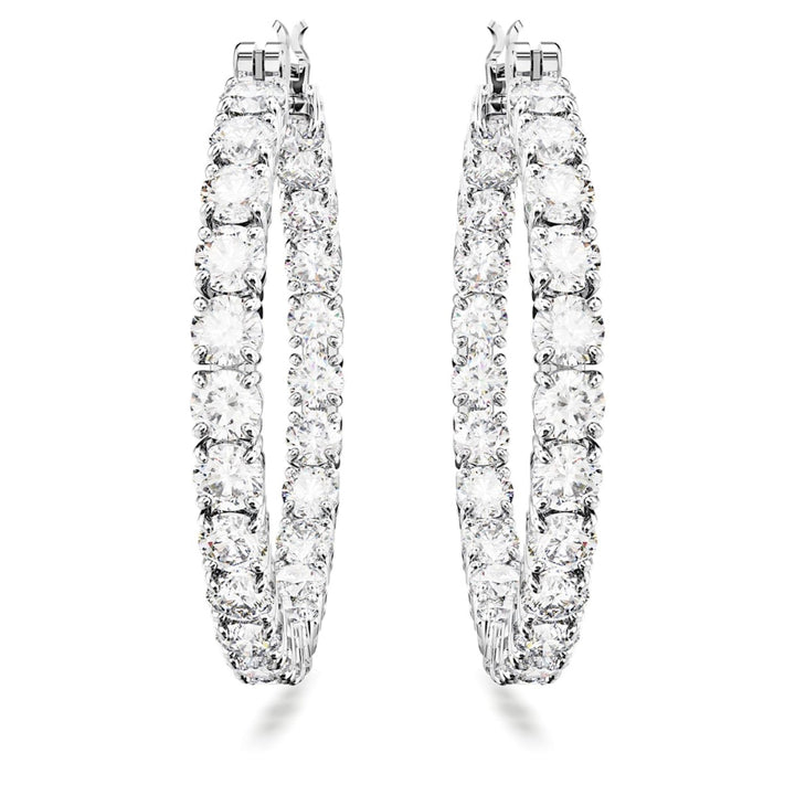 Swarovski Matrix Hoop Earrings - White with Rhodium Plating 5647715