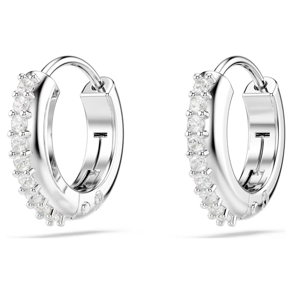 Swarovski Matrix Hoop Earrings - White with Rhodium Plating 5690670