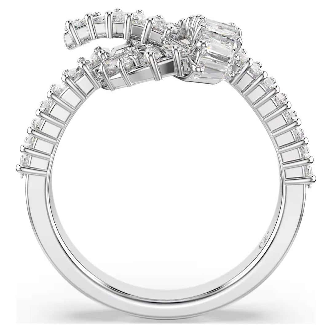 Swarovski Matrix Ring Baguette Cut Knot - White with Rhodium Plating - 5727122