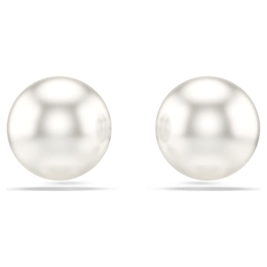 Swarovski Matrix Stud Earrings Crystal Pearl - White with Rhodium Plating - 5747752